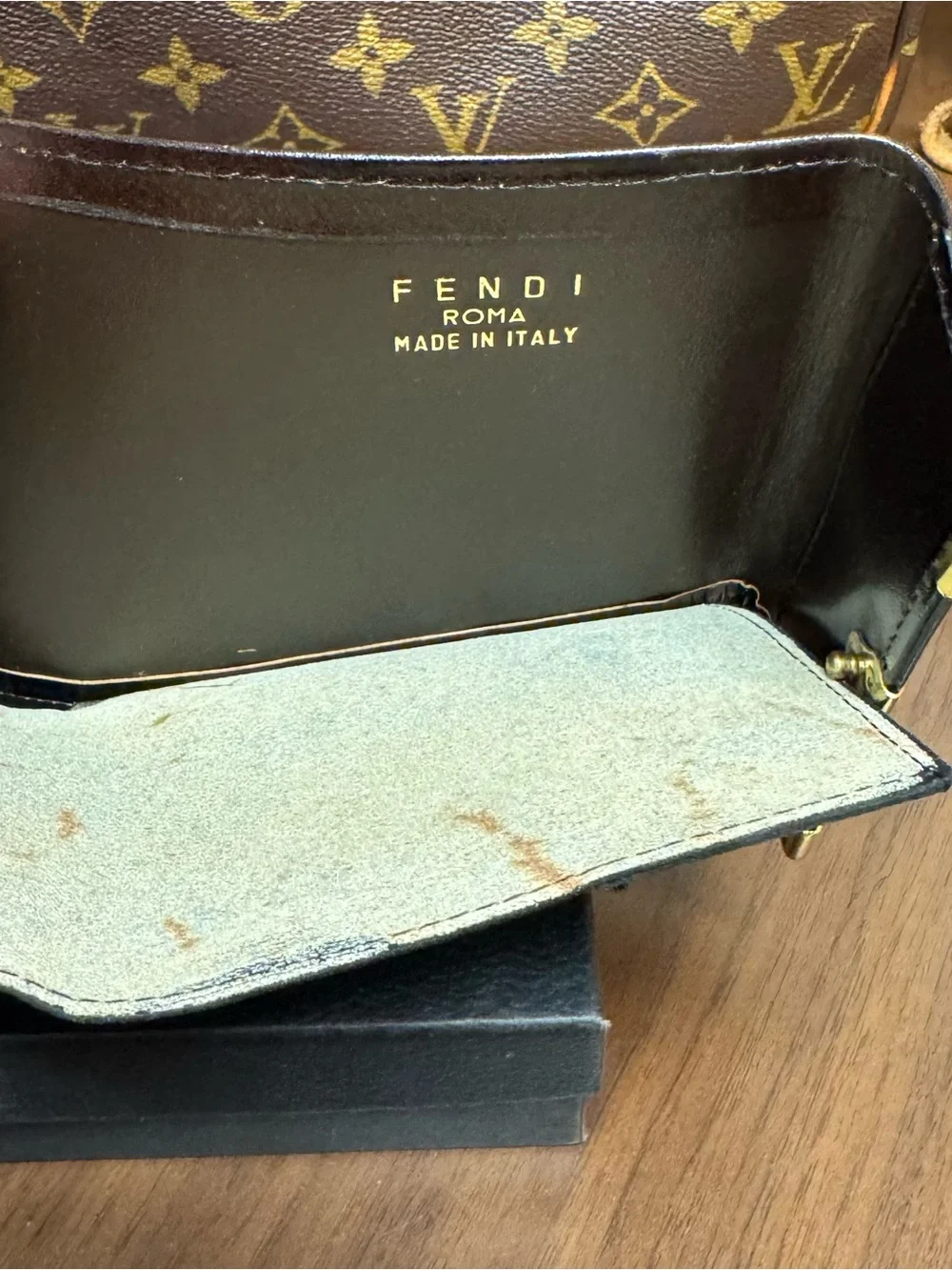 Fendi Brown and Black FF Canvas Bifold Wallet with Gold Accents
